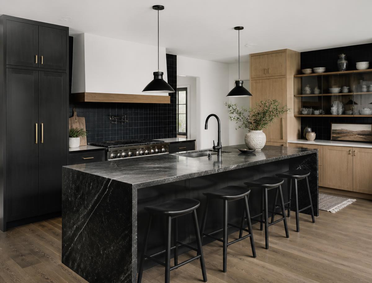 Waterfall Quartz Kitchen — Countertops · Backsplash in Irvine